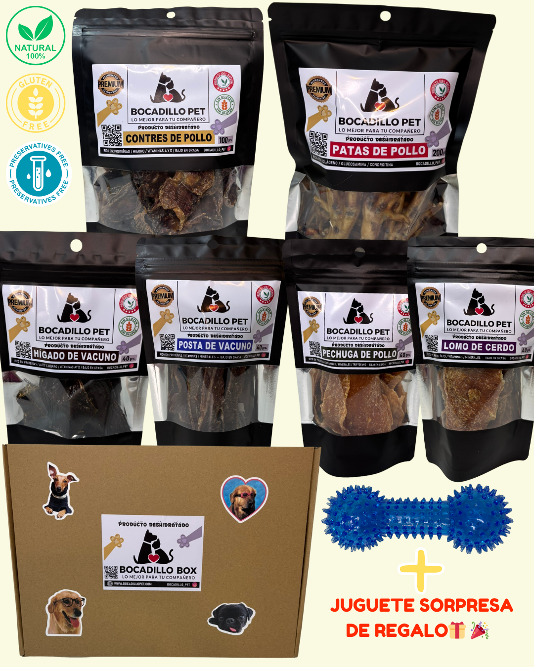Bocadillo Box Perritos + Juguete SORPRESA de REGALO !